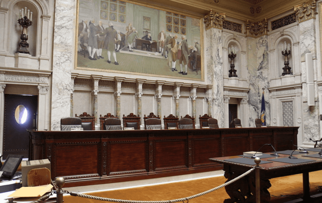 Chambers of the Wisconsin Supreme Court inside the state Capitol building in Madison.