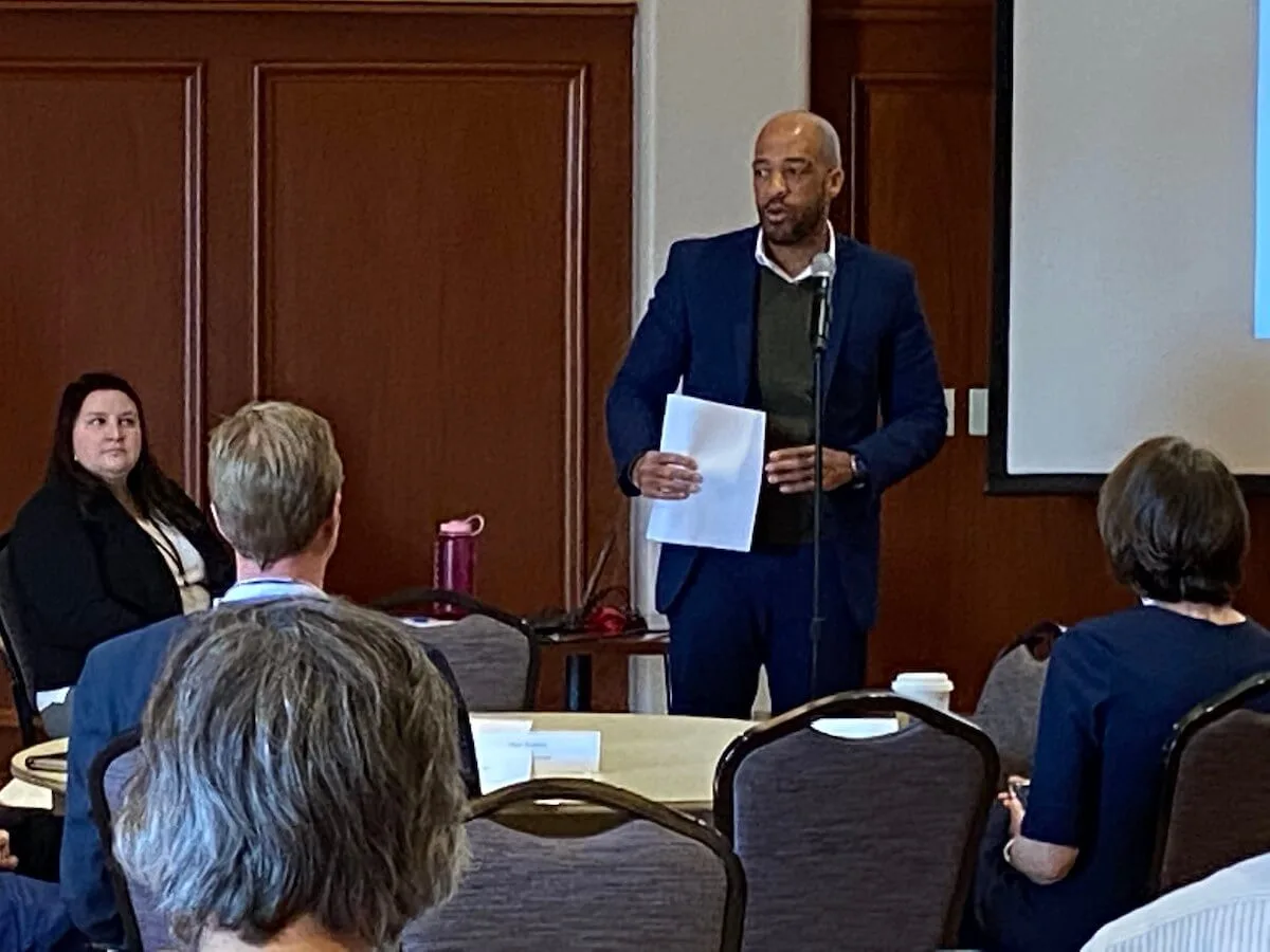 FILE, Mar. 2020—Lt. Gov. Mandela Barnes addresses members of the Governor’s Task Force on Climate Change during a meeting at UW-Stevens Point. (Photo by Julian Emerson)
