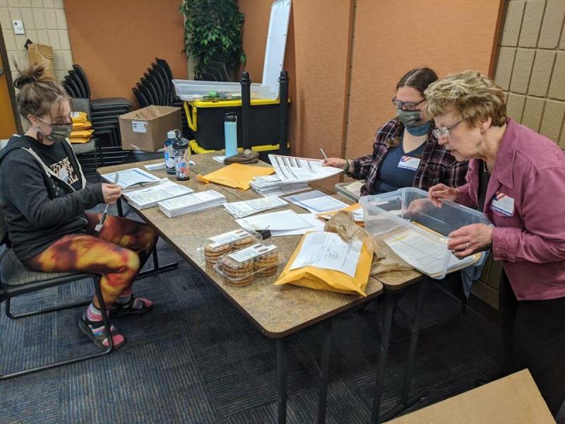 Poll workers in Ashland during the April 7, 2020 election. (Contributed photo)