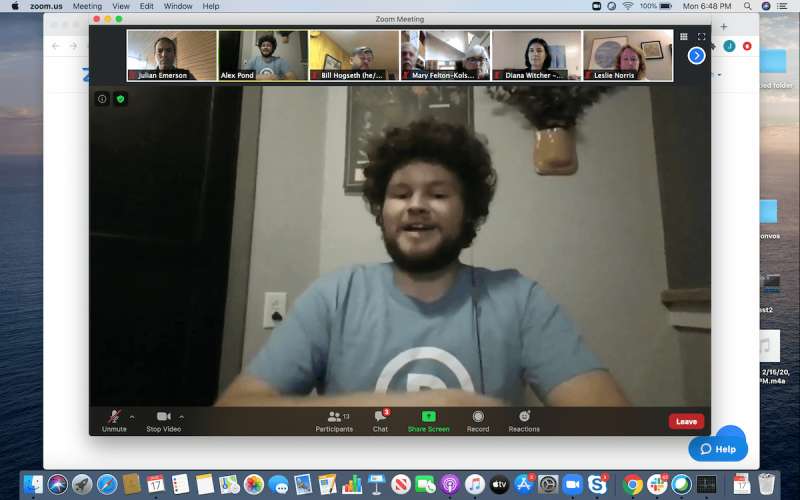Seen in a screen image from an online watch party, members of the Dunn County Democratic Party discuss the upcoming presidential election Monday night prior to the opening of the virtual Democratic National Convention in Milwaukee.