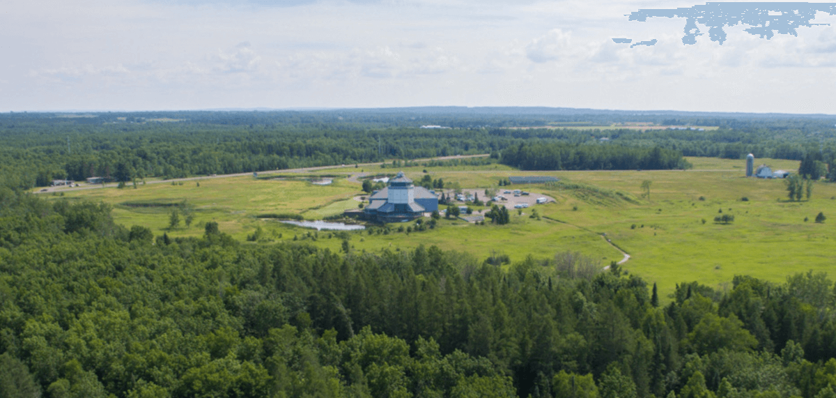 The David R. Obey Northern Great Lakes Visitors Center near the intersection of U.S. Hwy. 2 and Wis. Hwy 13, left side of photo, just west of Ashland.