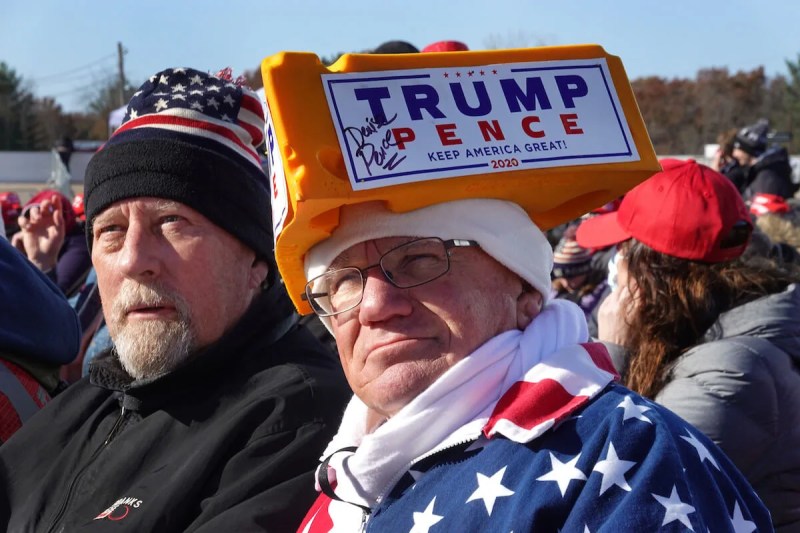 Supporters of President Donald Trump attend a campaign rally at the LaCrosse Fairgrounds Speedway on October 27, 2020 in West Salem, Wisconsin. A recent polling average has Trump trailing former vice president and Democratic presidential nominee Joe Biden by about 7 points in the state. (Photo by Scott Olson/Getty Images)