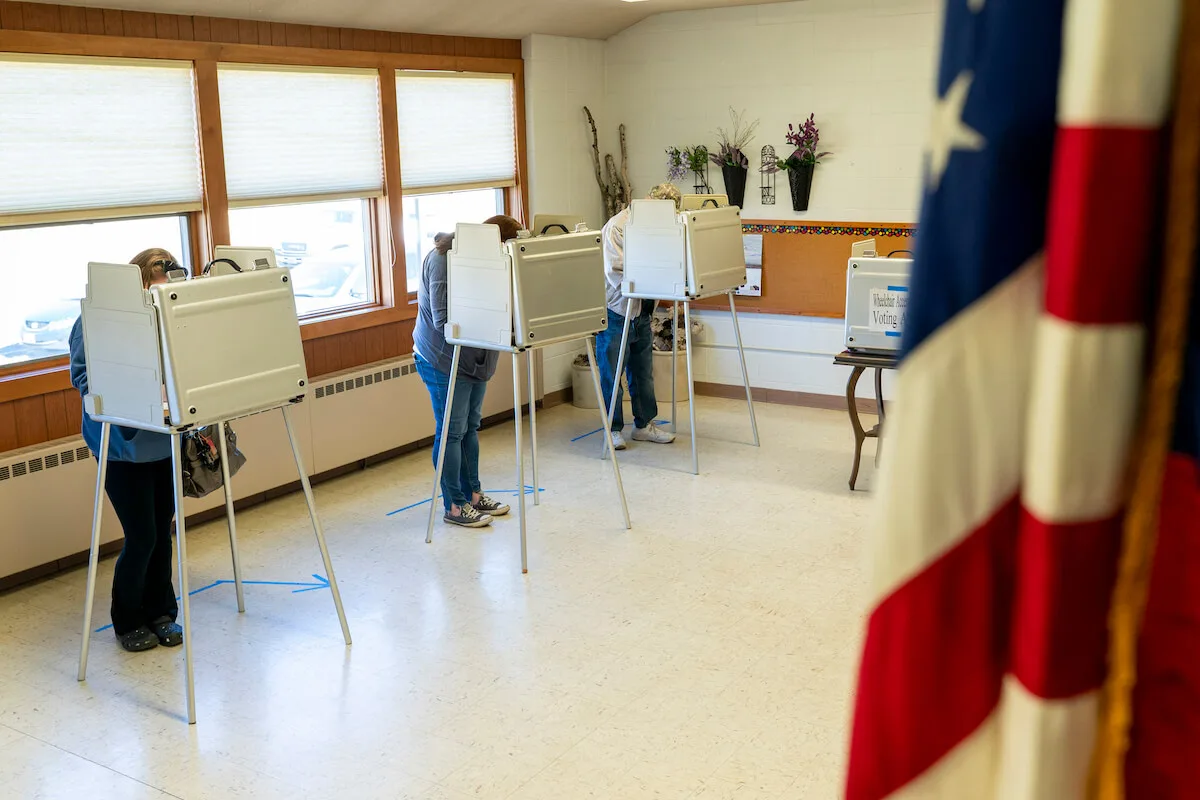 Voters cast their ballots last November at the Zwingli United Church of Christ in the Dane County community of Paoli. (Photo by Andy Manis/Getty Images)