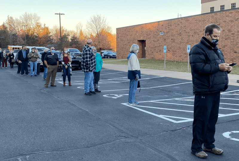 About 80 people in line at Bethesda Lutheran Church in Eau Claire when the polls opened.