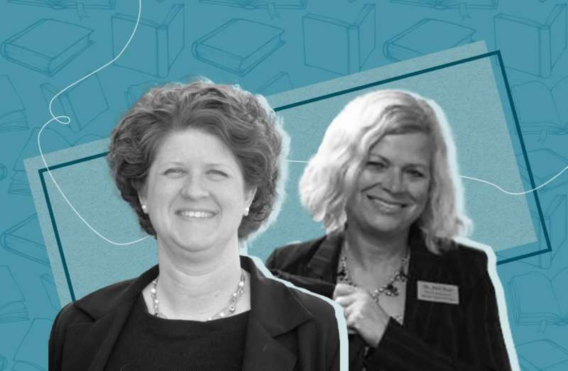 Jill Underly and Deb Kerr face off in the April 6 election for state school superintendent. (Graphic illustration by Morgaine Ford-Workman)