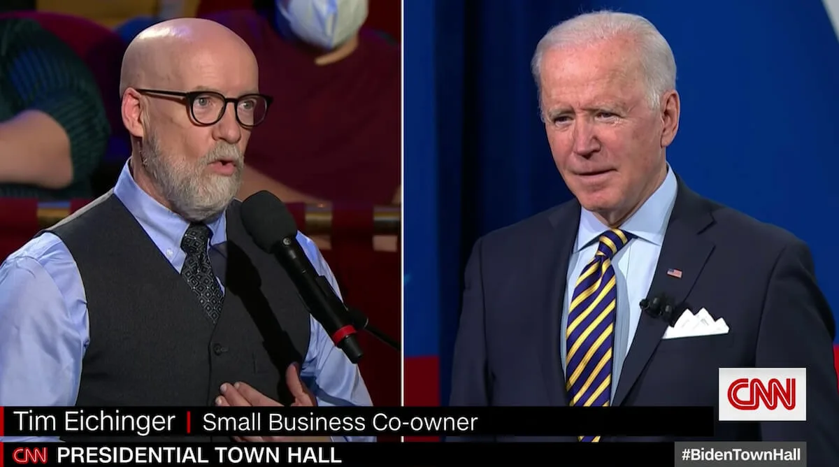 Tim Eichinger speaks to President Joe Biden