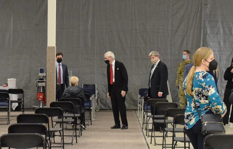 Tony Evers with vaccine recipient