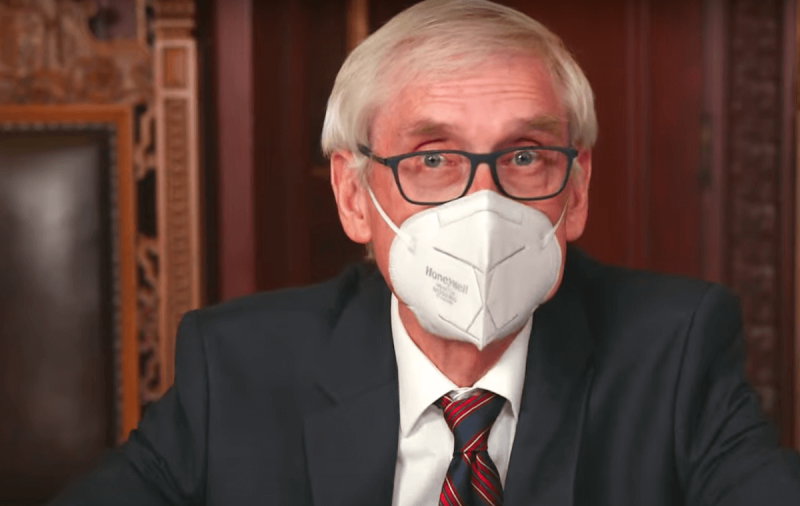 In this image from WisconsinEye, Gov. Tony Evers announces that all Wisconsinites age 16 and old will be eligible to receive the COVID-19 vaccine starting April 5.