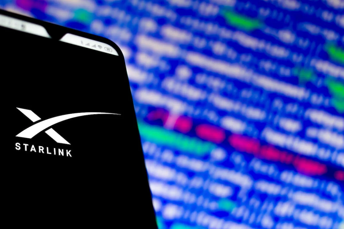 Starlink logo on cell phone