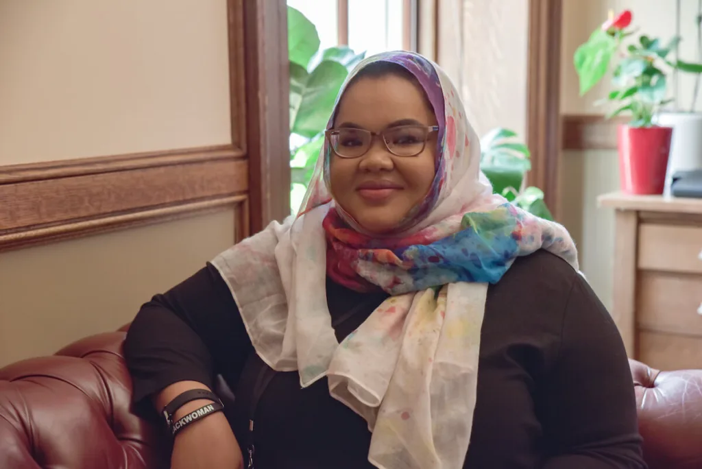 Nada Elmikashfi, chief of staff to state Rep. Francesca Hong (D-Madison), is outspoken about racism and bias, even at the statehouse. (Photo by Christina Lieffring.)