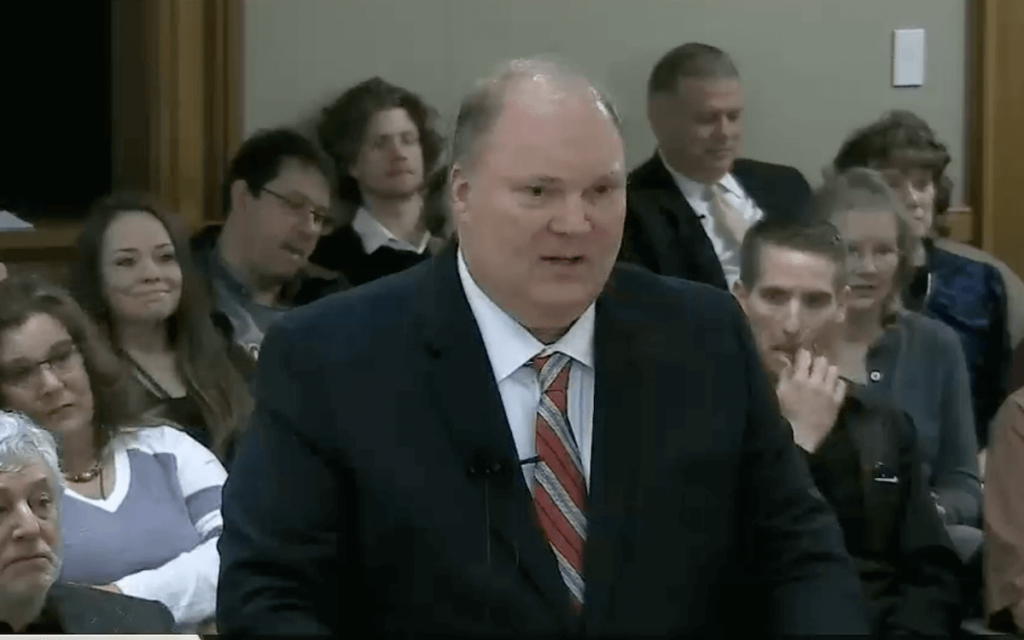 In this screen image from WisconsinEye, former state Supreme Court Justice Michael Gableman outlines the results of his stated effort to investigate the 2020 presidential election in Wisconsin.