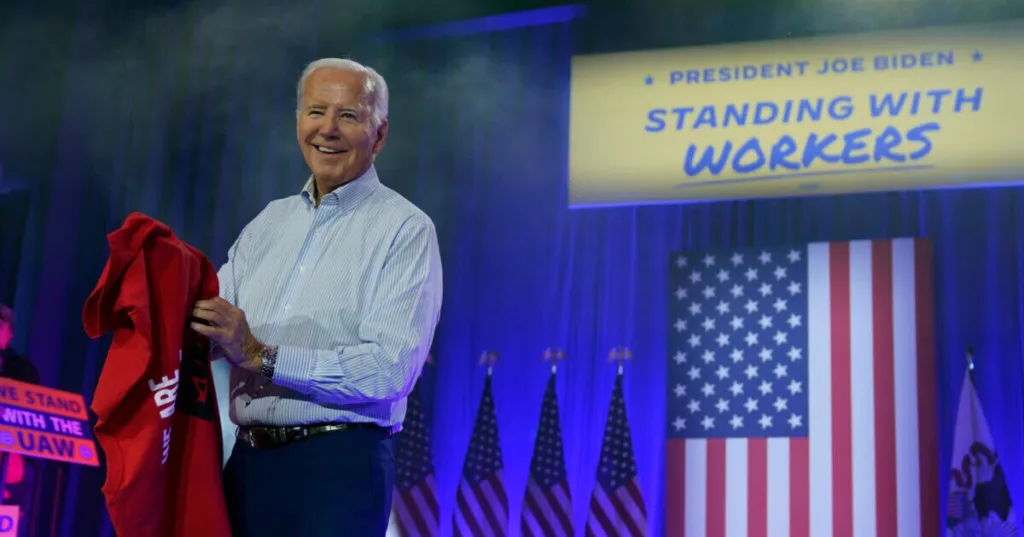 Biden vows to keep fighting for workers during stop at union auto plant