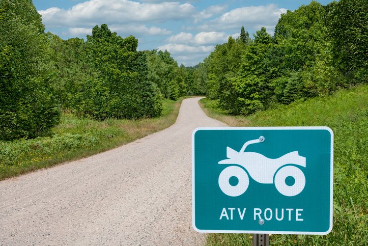 A road sign identifies a route for all-terrain vehicles (ATVs) in central Wisconsin.