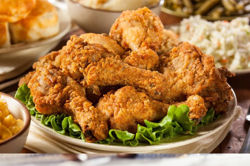 Fried chicken on a platter.