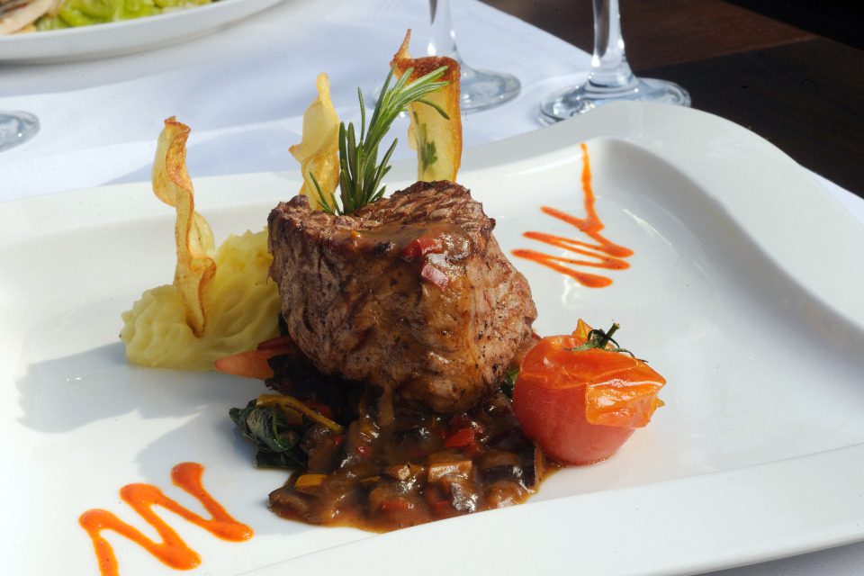 A filet mignon at a fine dining restaurant