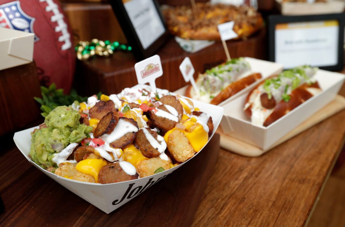 bratchos are what happens when you blend brats with nachos 