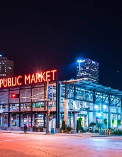 Food halls are market-like spaces featuring multiple restaurants or vendors in one location.