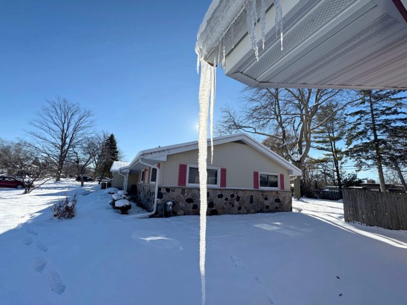 Ice dam on Wisconsin home.