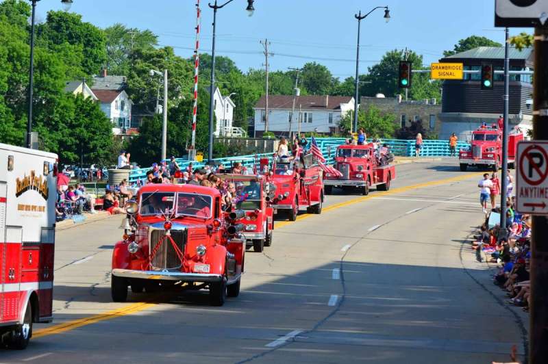 A parade taking place in Racine, one of many things to do in Racine on 4th of July weekend
