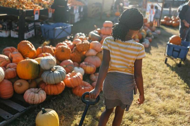 A girl at a pumpkin patch, one of many things to do in western Wisconsin